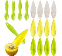 16 Pcs Cuillère Kiwi en Plastique Fruit Peeler Cutter,Kiwi Splitterie de Cuillère,Slicerer en Plastique,Gadget de Cuisine pour Pommes,Pamplemousses(Jaune,Vert,Beige)