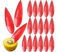 16 Pcs Cuillère Kiwi en Plastique Kiwi Splitterie de Cuillère,Couteau Kiwi Cuillère Slicer Multifonctionnel Gadget de Cuisine,Éplucheurs Plastique pour Pommes,Kiwis,Pamplemousses(Rouge)
