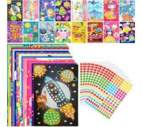 16 Pcs Gommettes Enfants Autocollants Stickers Bricolage Enfant Stickers Scrapbooking Materiel, Kit d’Artisanal de Mosaïques Collantes Autocollants Arts amusants & Projet d'artisanat pour Enfants
