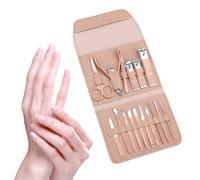16 PCS Kit Manucre Pedicure, Coupe Ongle Professionnel Coupe Cuticule Acier Inoxydable, Trousse Manucure Femme Hommes Pedicure Set avec Exquis La Boîte (Or Rose)