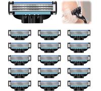 16 Pcs Lames de Rasoir à Trois Lames pour Hommes, Compatible avec les Systèmes de Rasoirs Manuelles, Barber Barbe Rasoir Lame, Double Bande de Lubrification (16 Pcs)