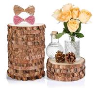 16 pcs Rondin de Bois Naturel 11-12cm avec Corde de 10 mètres, Craft Disques en Bois, Tranche de Bois, Découpe Parfaite pour Le processus de Bricolage Cadeau décoration