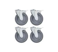 16 pcs Roulettes pivotantes à trou de boulon 125 mm