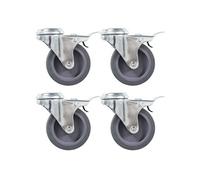 16 pcs Roulettes pivotantes à trou de boulon 75 mm