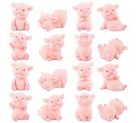 16 Petits Cochons Porte Bonheur, Mini Figurine Cochon, Décorations de Gâteaux, Animaux de Collection Jouets pour fée Jardin Maison de poupée bonsaï Micro Paysage décoration