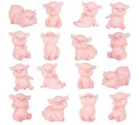 16 Petits Cochons Porte Bonheur, Mini Figurine de Cochon, Décorations de Gâteaux, Animaux de Collection Jouets pour fée Jardin Maison de poupée bonsaï Micro Paysage décoration
