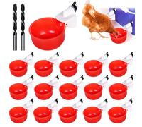 16 Pièce DIY Abreuvoir Poules, Mangeoire a Poule, Abreuvoir Volaille Automatique avec Foret de 10mm, Abreuvoir Poule Automatique pour Volailles pour Poules, Canards, Oies, Dindes, Colombe