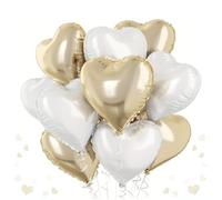 16 pièces 18 Inch Ballon Mariage Forme de Coeur,Ballon Coeur Platine et crème, Ballons de Fleuret Coeur, Ballon Coeur Helium pour Anniversaire, Douche de bébé, Mariage, Valentine Décoration