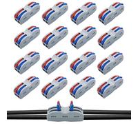 16 Pièces 2 Entrées Connecteur Électriques Rapide De Fil, Bornes De Connexion,Wago 2 Entrées,Domino Electrique,Connecteur Electrique,1-Fil 2-Entrées Pour Circuit En Ligne 28-12 Awg, Pa/Pc Ignifuge