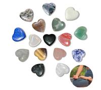 16 Pièces 25mm Cristal en Forme Coeur, Cristaux de Guérison Naturels, Pierre Naturelle pour Soulagement du Stress, Méditation, Yoga d'Equilibre, Cadeaux de Guérison