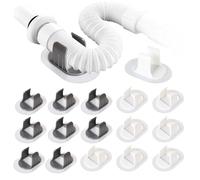 16 Pièces 30-38mm Collier Durite Auto adhésifs, Attaches Tuyaux pour Tuyau d'Evacuation de Machine à Laver, Tuyau à Gaz, pour Carreaux, Murs, Surfaces Lisses (Gris, Blanc)