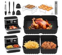 16 Pièces Accessoires Airfryer pour Ninja Foodi Flexdrawer AF500EU 10.4 L,Accessoires Plat pour Ninja Foodi AF500EU Friteuse Air Fryer Double 5.2L-10.4L Sans BPA,Passe au Lave-Vaisselle