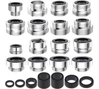 16 pièces Adaptateur de Robinet, CNYMANY Ensemble d'adaptateurs pour aérateur de cuisine Homme Femme Adaptateur de robinet d'évier De liaison Tuyau d'arrosage Filtre à eauTuyau standard via inverseur