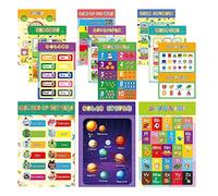 16 pièces Affiche Éducative pour Les Enfant - Poster educatif Enfant pour Maternelle, Comprend: Chiffres, météo, Couleur, Mois, Semaine, Alphabet, Ferme, système Solaire et Plus Encore