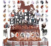16 Pièces Anniversaire Cheval-Décoration de Gâteau,Gâteau Topper,cheval jouet,anniversaire equitation, Décorations Anniversaires Cheval,pour Ia décoration de fête d'anniversaire des enfants.
