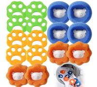 16 Pièces Anti Poil Machine à Laver,Attrape Poils Machine a Laver,Enleve Poil Animaux Réutilisable, Balle de Lavage, Attrape Poils Machine a Laver pour Vêtements et la Literie