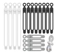 16 Pièces Attaches Câbles Silicone Réutilisables, Serre Câbles en Silicone, Sangles De Câble, Légères, Écologiques, pour Câbles de Charge, Écouteurs, Câbles Données(4x180mm + 8x106mm + 4x75mm)
