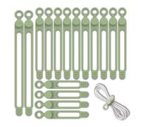 16 Pièces Attaches Câbles Silicone Réutilisables, Serre Câbles en Silicone, Sangles De Câble, Légères, Écologiques, pour Câbles de Charge, Écouteurs, Câbles Données(2x180mm + 10x106mm + 4x75mm / Vert)