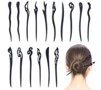 16 pièces bâtons de cheveux chinois, baguettes de cheveux en plastique pour femmes 16 styles bâtons vintage pour chignons épingles barrettes pour accessoires coiffure longs, bâton