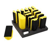 16 Pièces Blocs de Ponçage Flexibles à Profils Variés Jaune | Mousse Attaches Autoagrippantes, Rainures Antidérapantes, Prise Sûre pour Moulures Bois, Sculpture et Ébénisterie