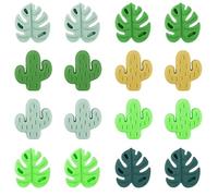 16 Pièces Bouchons d'Aiguille à Tricoter, Style Cactus Feuille Monstera Embouts Aiguille Tricoter Bouchons Pointe d'Aiguille Silicone Protecteurs Point Tricot pour Couture Quilting Artisanat
