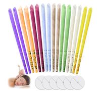 16 Pièces Bougie Oreille,Bougie Oreille Nettoyante,Bougies en Forme de Cône Creux Pour le Nettoyage d’Oreille Bloquée, Parfum Végétal Bougies, Avec 6 Disques de Protection