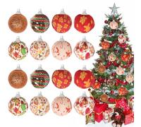 16 Pièces Boules de Noel, Boules avec Pain d'épices, Boules Décoratives en Plastique, Boule de Noel Rouge et Vert, Ornements à Suspendre pour décoration de Sapin de Noël Fête Danniversaire