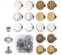 16 Pièces Boutons de Jean Sans Couture, 17mm Réglables Bouton Jean Clipsable, Bouton de Rechange Jeans, Serre Taille Pantalon pour Jupes, Vestes, Manteau