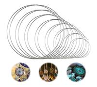 16 Pièces Cercle Attrape Reve 8 Formes, Anneau Attrape Rêve pour Décoration de Mariage, Cerceaux Argentés Floraux pour Le Bricolage