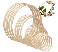 16 Pièces Cercle en Bois, Cercle Attrape Reve, Cerceau Floral en Bambou pour Bricolage Décoration, Loisirs Créatifs, Mariage et Décoration Murale (4 Tailles, 10/15/20/26 cm)