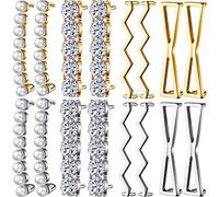 16 Pièces Charmes de Lacet pour Baskets Inclure 4 Paires d'Or et 4 Paires d'Argent Charmes de Lacets Décoratifs Bricolage Accessoire de Chaussures en Fausse Perle Strass pour Femmes