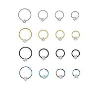 16 Pièces de Boucles D'oreilles Anneau de Nez, Boucles d'oreilles Femme Boucle D’oreille Ronde,Créoles Pour Bijoux Tendance en Acier Inoxydable (4 Couleurs, 4 Tailles)