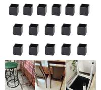 16 pièces de protections de sol en silicone carrées de 20x20 mm pour pieds de chaise, embouts de pieds de chaise noirs, protections pour pieds de meubles, embouts de pieds de tabouret pour éviter les