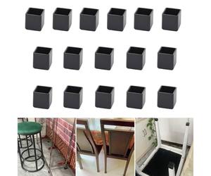 16 pièces de protections de sol en silicone carrées de 20x20 mm pour pieds de chaise, embouts de pieds de chaise noirs, protections pour pieds de meubles, embouts de pieds de tabouret pour éviter les
