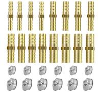 16 pièces de raccords de tuyau en laiton, ensemble de raccords de tuyau, réduction de tuyau à sens unique, avec 12 pièces de collier de serrage en 2 tailles, pour machine à laver (6/8/10/12 mm)