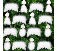16 Pièces Decoration Noel Sapin Blanche Plume, Noël Ailes en Plumes d'ange, Blanc Décoration Sapin de Noël, Petits sujets de noël Ange en Plumes, Décoration d'intérieur, Décoration de Vacances