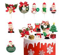 16 Pièces Décorations de Gâteau de Noël Toppers de Gâteau Guirlande Bonhomme de Neige Santa Cake Cupcake Topper Ornement Figurines Décorations pour Bûche de Noël Dessert Cake