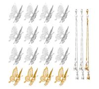 16 pièces d'épingles à cheveux papillon, 3 pièces de glands, épingles à cheveux papillon en mouvement, accessoires pour cheveux pour dames dorées, accessoires pour cheveux papillon, accessoires pour f