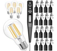 16 Pièces Douille E27 Avec Câble + 6 Pièces 6W Ampoule LED E27 + 1 Testeur de Tension VDE, Douille Ampoule Avec Câble pour Chantier, Salon, Douilles de Construction LED