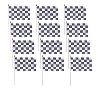 16 Pièces Drapeau de Course à Motif à Carreaux 30 CM | Tissu à Bords Lisses, Format Portable, Signalisation D’événement, pour Piste, Défilés et Photos