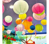 16 pièces Ensemble de décoration de lanternes en papier suspendues, lanternes en papier chinoises de couleur arc-en-ciel, guirlande de plafond, décorations, convient pour le carnaval, la fête mexicain