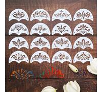 16 pièces Ensemble de pochoirs de maquillage de visage, motifs floraux et géométriques, convient pour les tatouages, les fêtes du Nouvel An, les bals masqués, les costumes de fête, les modèles d'art m