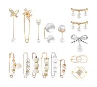 16 Pièces Épingles de Sûreté et Broches de Col, de Taille, de Perles pour Vêtements, Broches Décoratives de Pull