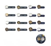 16 Pièces Extenseur de Bouton de Pantalon, Rallonges de Boutons pour Pantalons Jeans Jupes, Extenseurs de Taille de Pantalon Réglables Élastiques Instantané sans Couture, Silicone et Acier Inoxydable