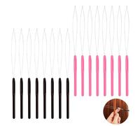 16 Pièces Extension de Cheveux Outil de Crochet, Cheveux Anneau Aiguille Outil Looper, Crochets pour Extensions de Cheveux, Idéal pour la Pose de Cheveux