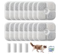 16 Pièces Filtre Fontaine Eau Chat,Filtre Fontaine Chat Carré avec 2 Tuyaux, Avec Résine et Charbon Actif pour Fontaine de 2,5 Litres pour Chiens et Chats