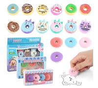 16 Pièces Gomme Enfant, Gommes à Beignet avec 16 Styles de Dessins de Beignets Amusants, Amovible Gomme Colorées, Gommes de Dessin Animé pour Les Enfants D'écriture, de Dessin, de Récompenses