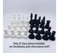 16 pièces Jeu d'échecs en plastique imprimé en 3D style gothique revival noir & blanc | Motif de dragon d'art tissé celtique de science-fiction - Structure géométrique creuse en polymère mat, jeu de b