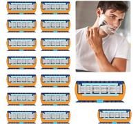 16 Pièces Lame Rasoir pour Fusion 5 Recharges Kit,Homme pour Lames de Remplacement pour Rasoirs Humides,5 Couches de Lames de