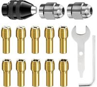 16 Pièces Mandrin Compatible avec Dremel, Accessoires de Précision de 0,8 mm à 3,2 mm, Écrou Métallique Durable, Pince de Serrage en Laiton, Changement Rapide